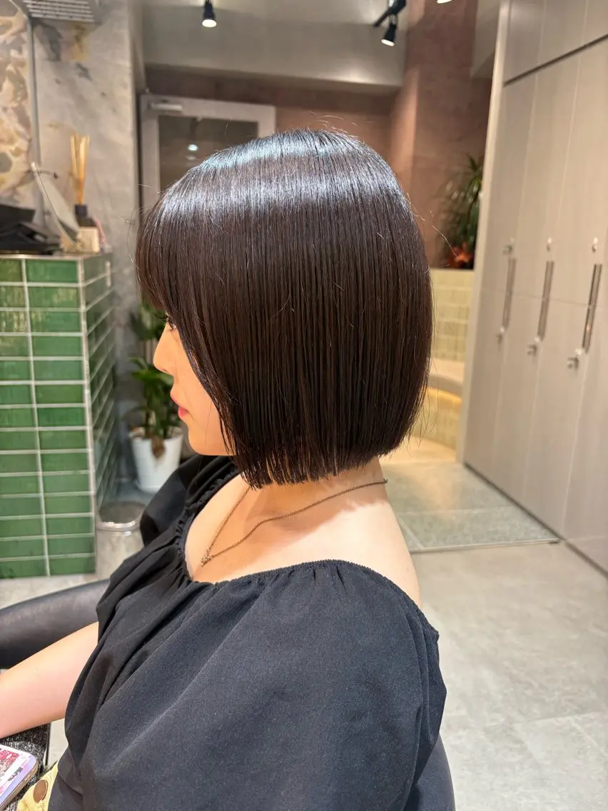 ショート カット ヘアカラー トリートメント オリーブベージュ/ボ ブ縮毛矯正たまき🧡のヘアスタイル