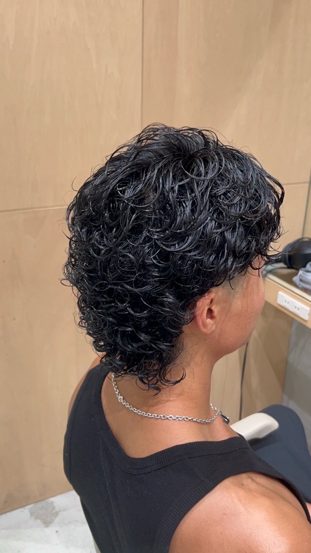 パーマ メンズ フェードカット メンズパーマ マレットヘア カット パーマ 🐲ツイスパ🐲 フェード/龍のヘアスタイル