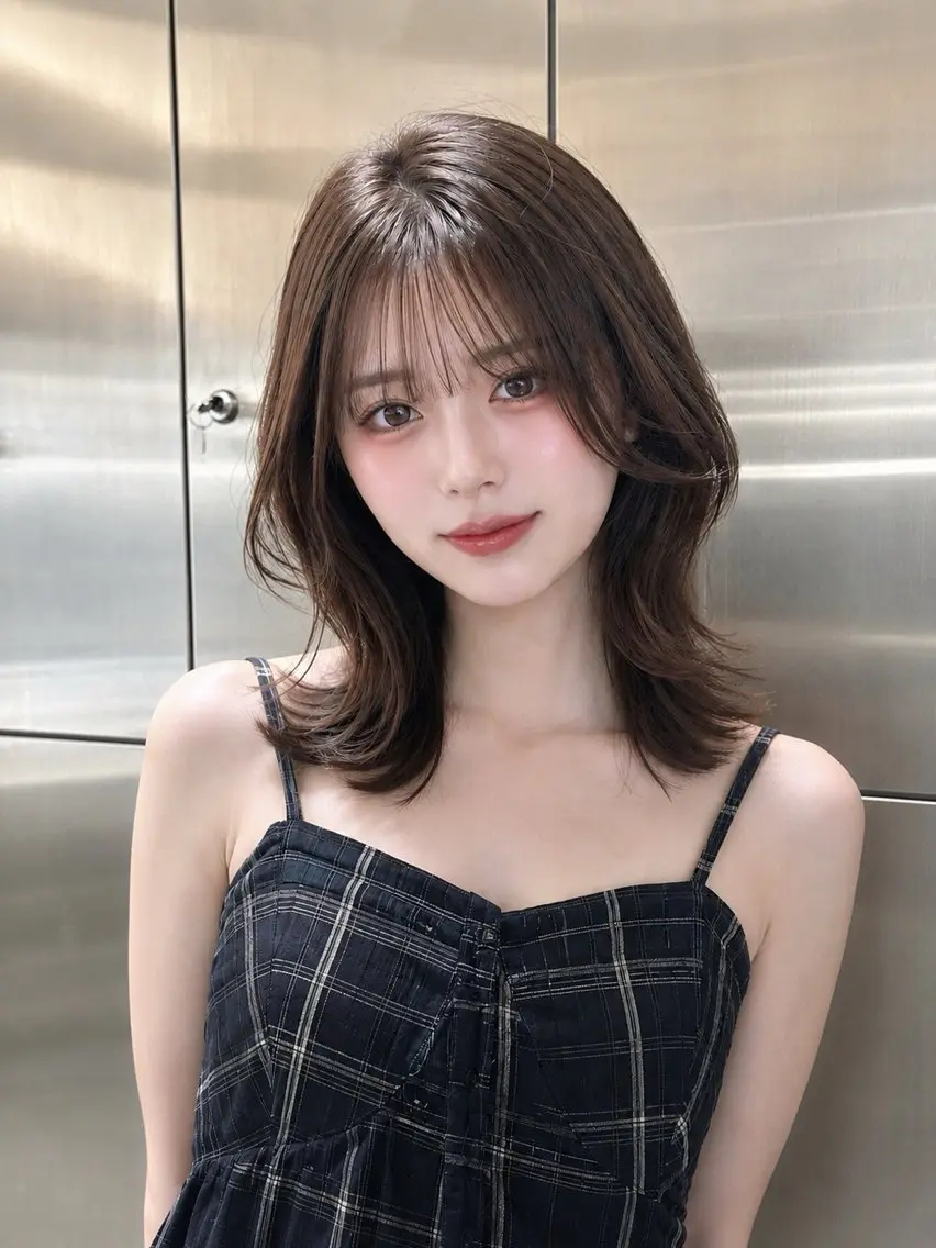 ミディアム 中野 茉莉のヘアスタイル