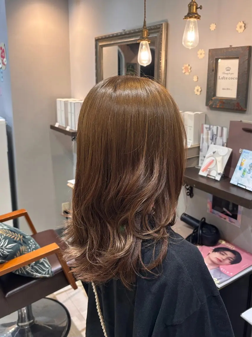 ミディアム カラー カット ヘアカラー 🌱なゆみ🌱透明感 /ナチュラル/高宮のヘアスタイル