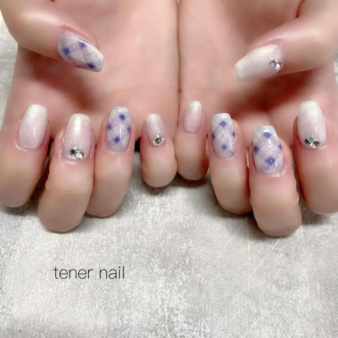 ネイル ラメ(グリッター) ホワイト テネルネイル tener nailのネイルデザイン