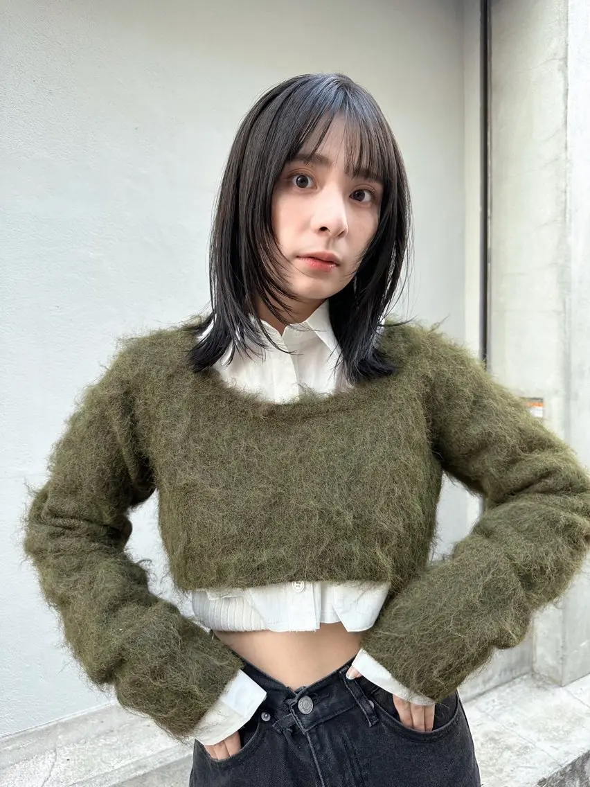 ミディアム 韓国風ヘア レイヤーカット 鎌倉 彩のヘアスタイル