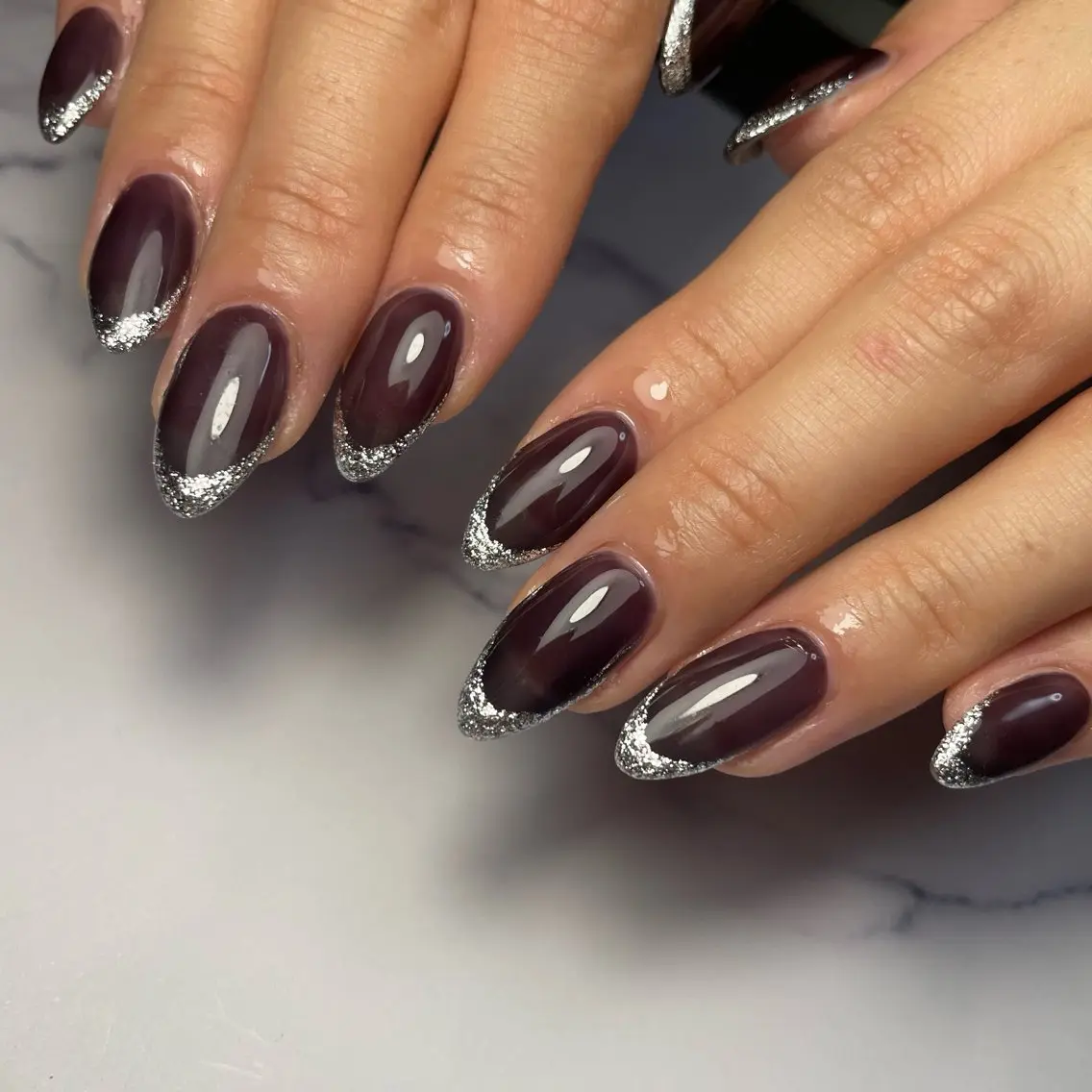 ネイル フレンチネイル ラメ(グリッター) ハンドネイル Oracion Nailのネイルデザイン