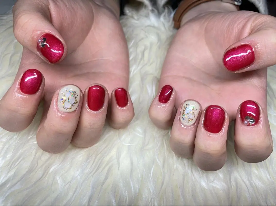 ネイル ジェルネイル パラジェル バレンタイン 冬ネイル ハンドネイル Nail&eye Belire 新宿のネイルデザイン