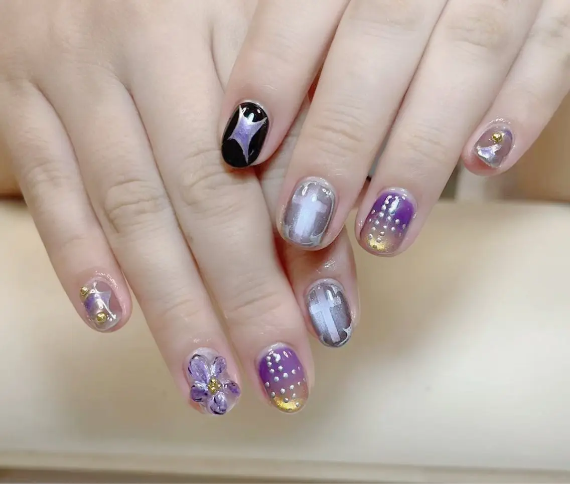 ネイル アートネイル フットネイル ジェルネイル ハート マグネットネイル babarla Nailのネイルデザイン