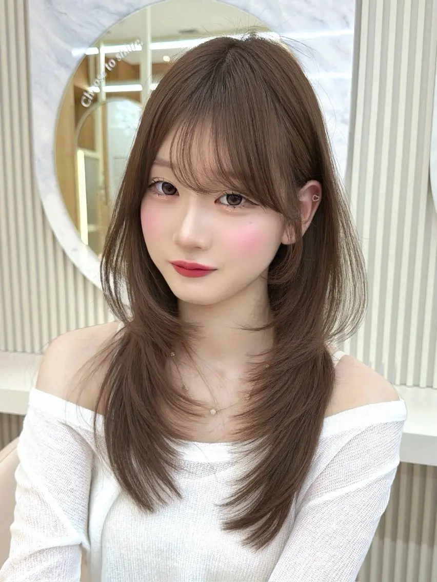 セミロング カット ヘアカラー トリートメント 顔周り/レイヤー/ 前髪/TAKUのヘアスタイル