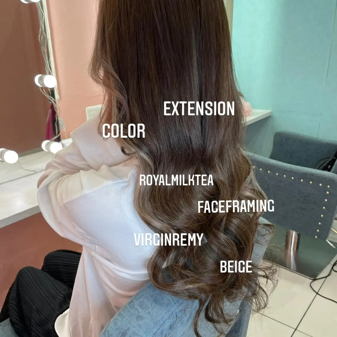ロング カラー エクステ🩵ブリーチ 韓国ヘア🩵KAEのヘアスタイル