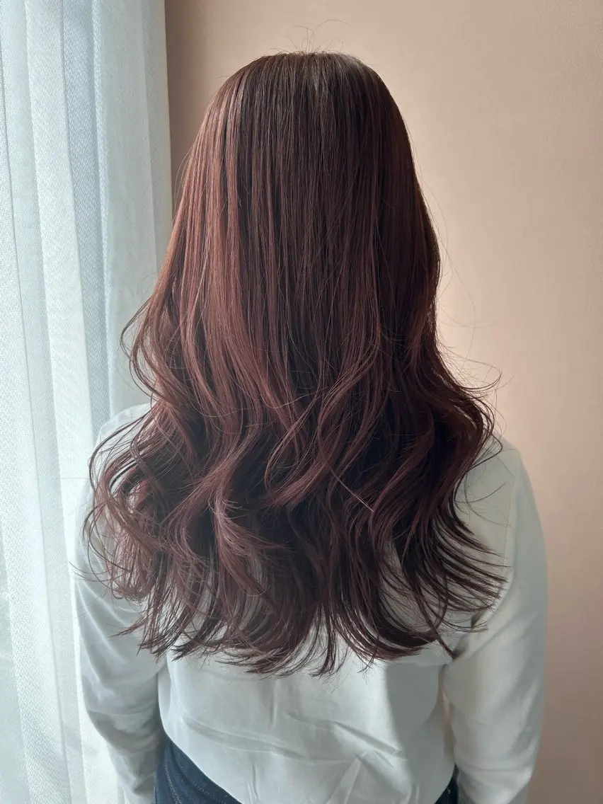 ロング カラー ベージュカラー ハイライトカラー ピンクカラー ピンクベージュ ハイライト hubhair レイヤー/透明感のヘアスタイル
