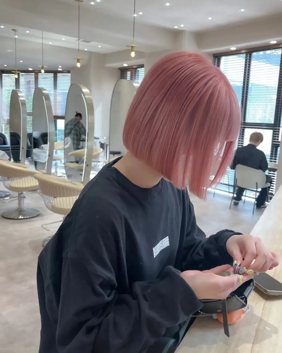 ミディアム カラー メンズ メンズ韓国風 透明感カラー ピンクカラー くびれヘア 韓国風ヘア ヘアカラー 渋谷/韓国レイヤー/ 艶カラー/nanoのヘアスタイル