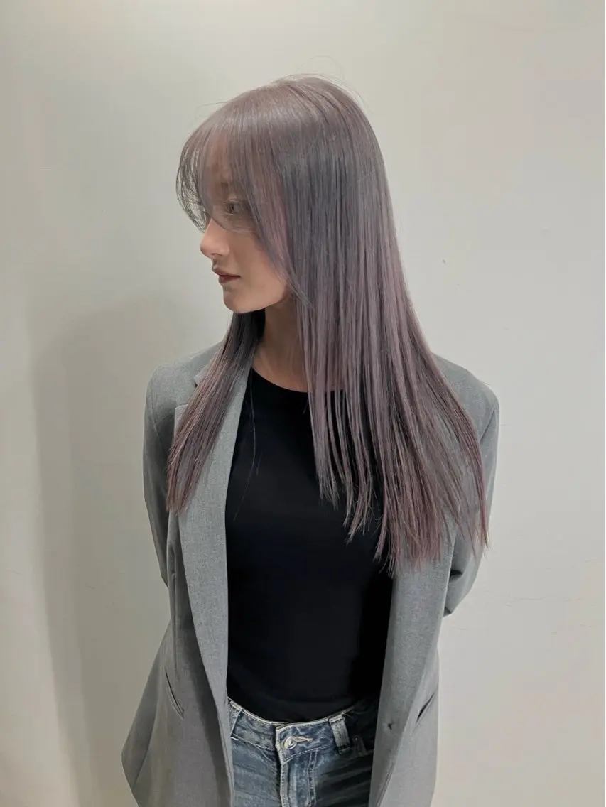 ロング カラー ラベンダーカラー ラベンダーグレー シルバー カット トリートメント Hanaka🪷 ニュアンス×海外風のヘアスタイル
