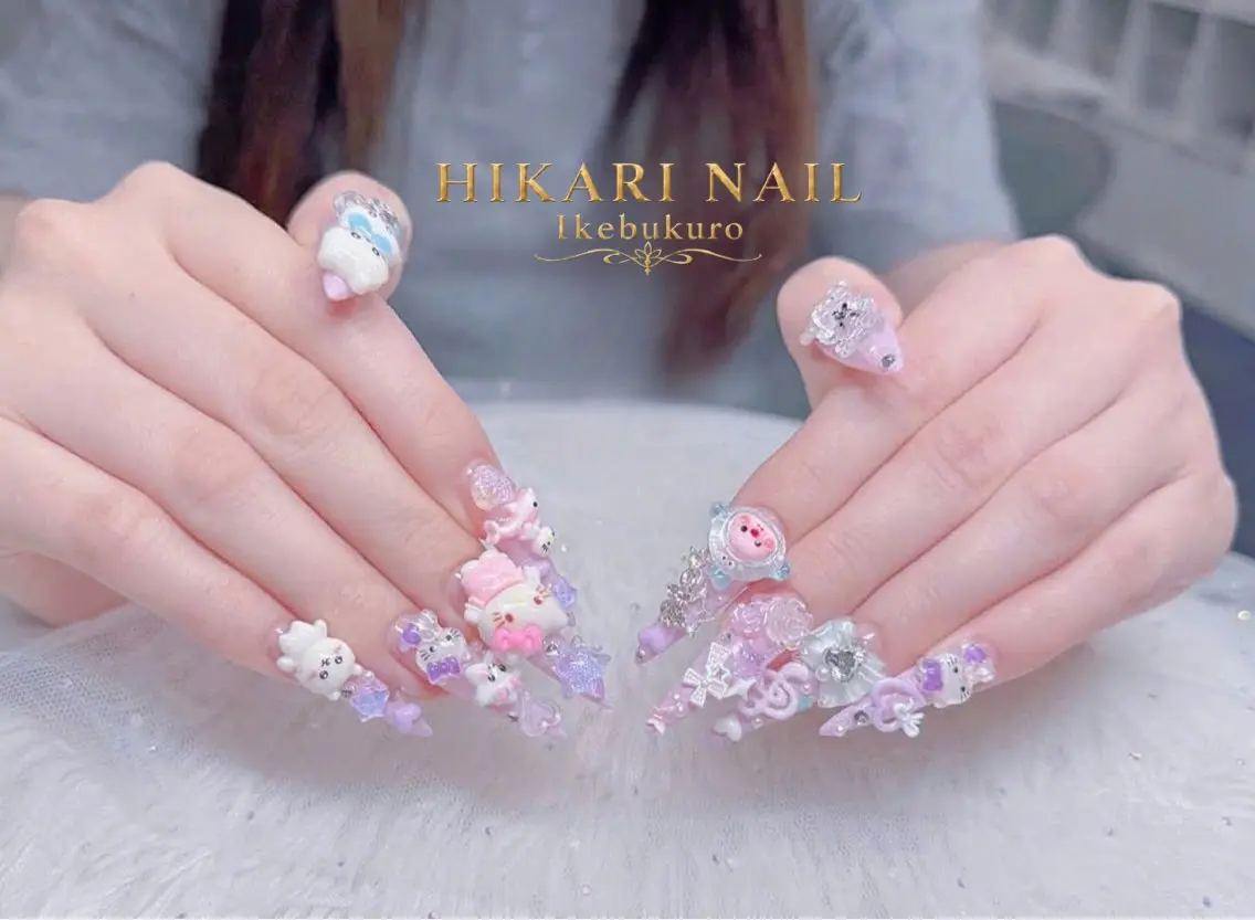 ネイル チークネイル 長さ出し フレンチネイル ガーリー ハロウィン ハンドネイル HikariNail Ikebukuroのネイルデザイン