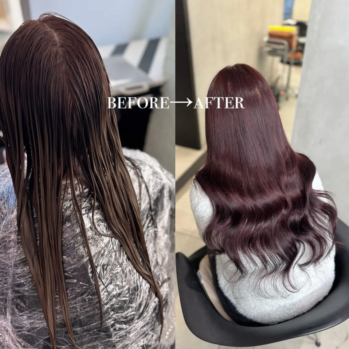 ロング カラー ブリーチ ボルドーカラー エクステ ヘアカラー エクステ 大阪 / ハイトーン/エクステのヘアスタイル