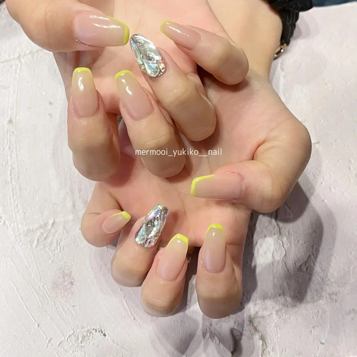 ネイル アートネイル フレンチネイル ジェルネイル 韓国ネイル パラジェル mermooi nailのネイルデザイン