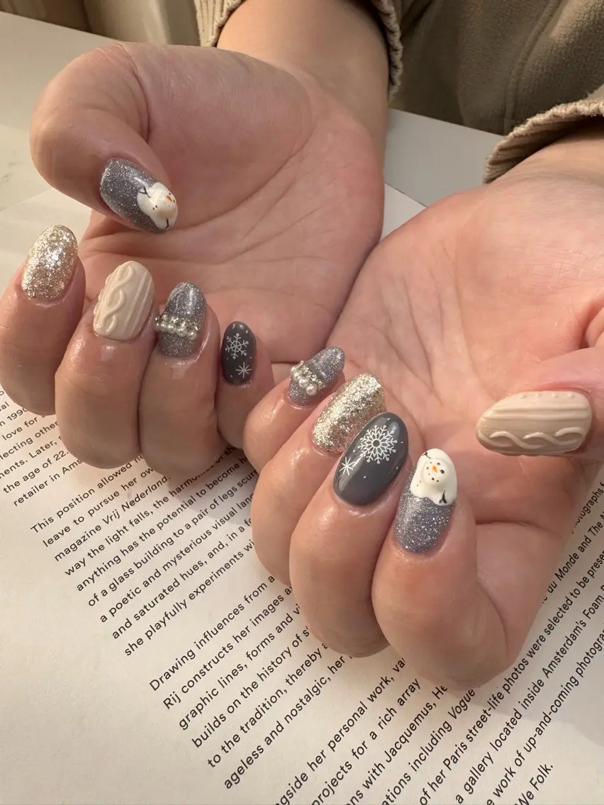 ネイル 冬ネイル ハンドネイル 白日-hakubi nail-のネイルデザイン