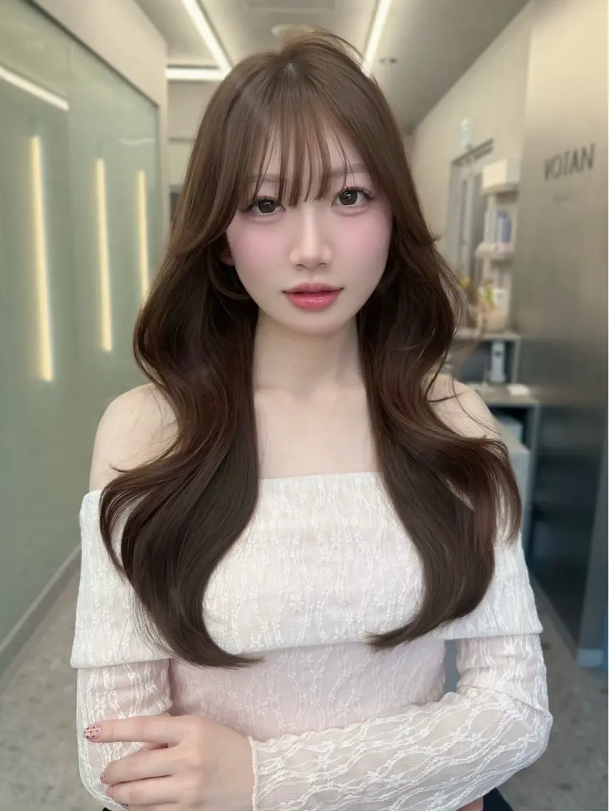 ロング カラー 韓国風ヘア レイヤーカット カット ヘアカラー トリートメント レイヤーカット /顔周り/和奏︎♪のヘアスタイル