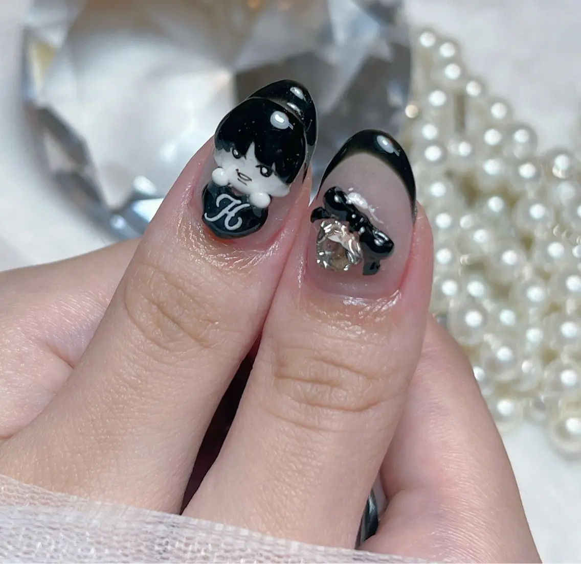 ネイル アートネイル オーロラネイル チークネイル 長さ出し フットネイル Miya _nailのネイルデザイン