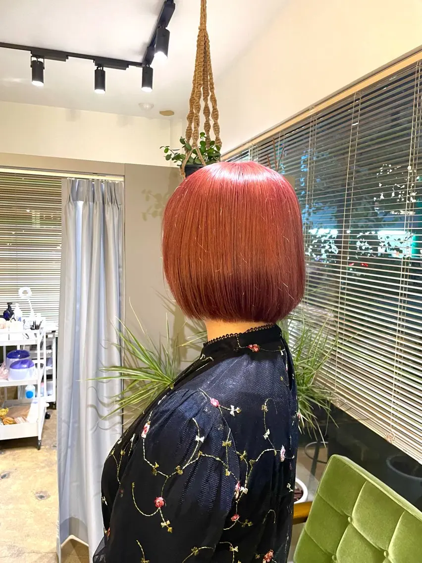 ミディアム カラー ブリーチ ピンクカラー 北村 未来のヘアスタイル