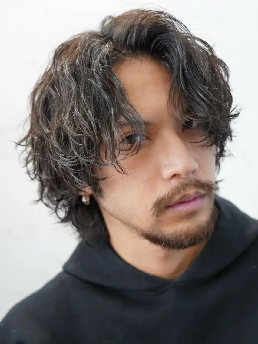 ミディアム パーマ メンズ 当日予約⭕️ 太田のヘアスタイル