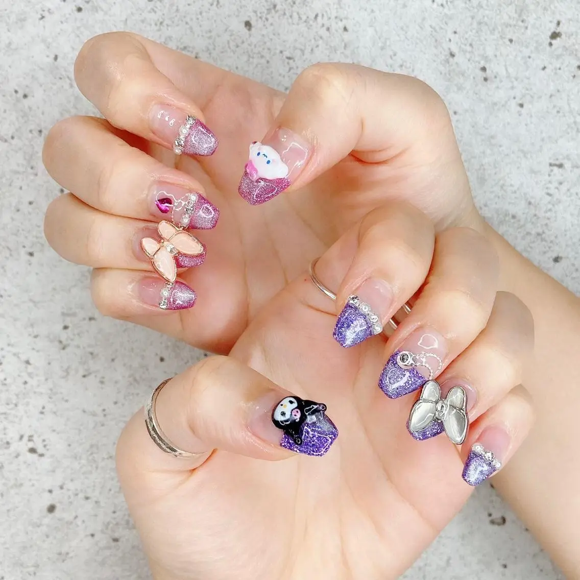 ネイル フレンチネイル ジェルネイル キラキラネイル マグネットネイル マグネットフレンチ Salon Kのネイルデザイン