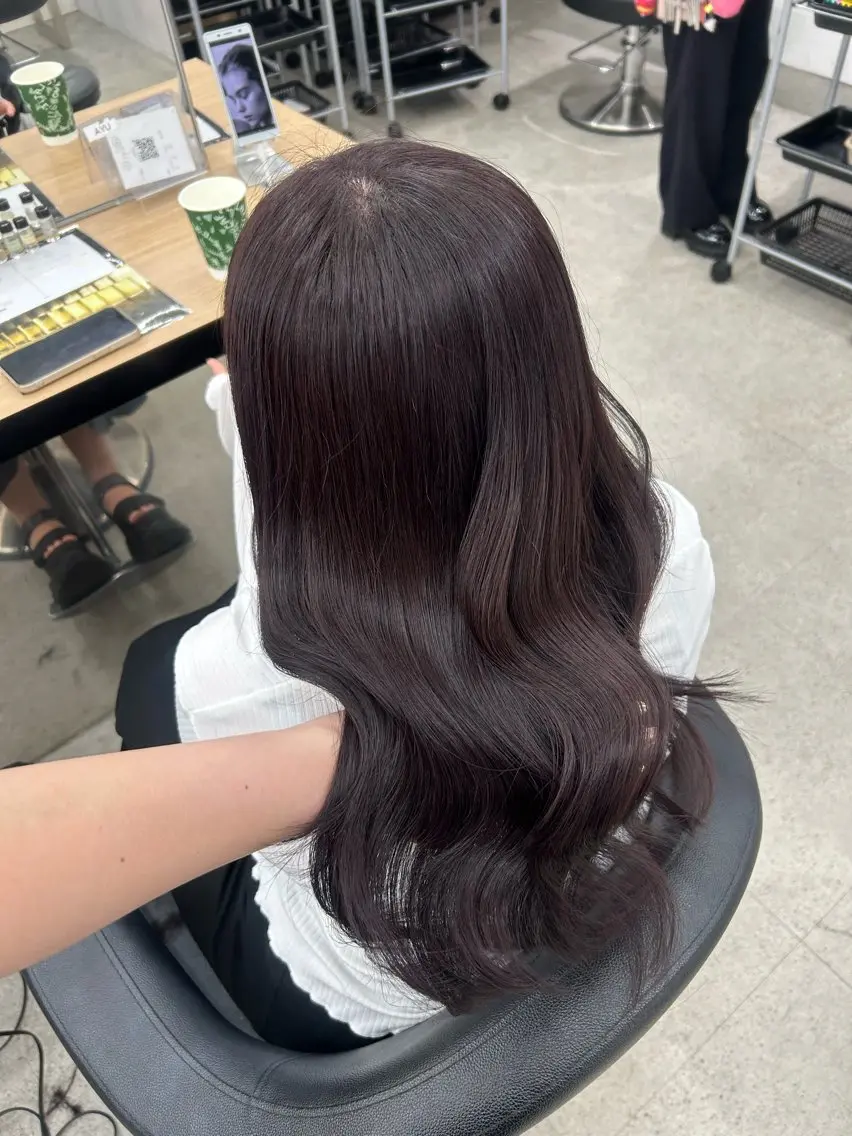 ロング ヘアカラー トリートメント 縮毛矯正/ブリーチな しラベンダー/心優のヘアスタイル