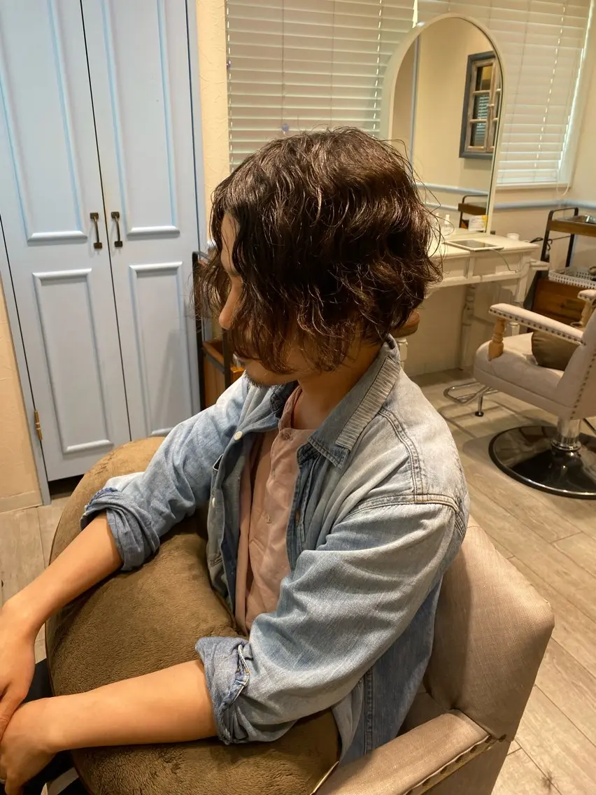 ショート メンズ くせ毛 メンズパーマ・ カット モリヤ🌺のヘアスタイル