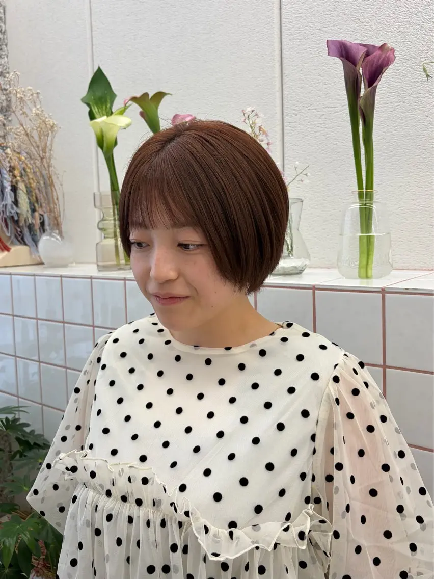 ショート カラー ヘアカラー トリートメント 🌼花屋併設🌼 木下奈々望のヘアスタイル