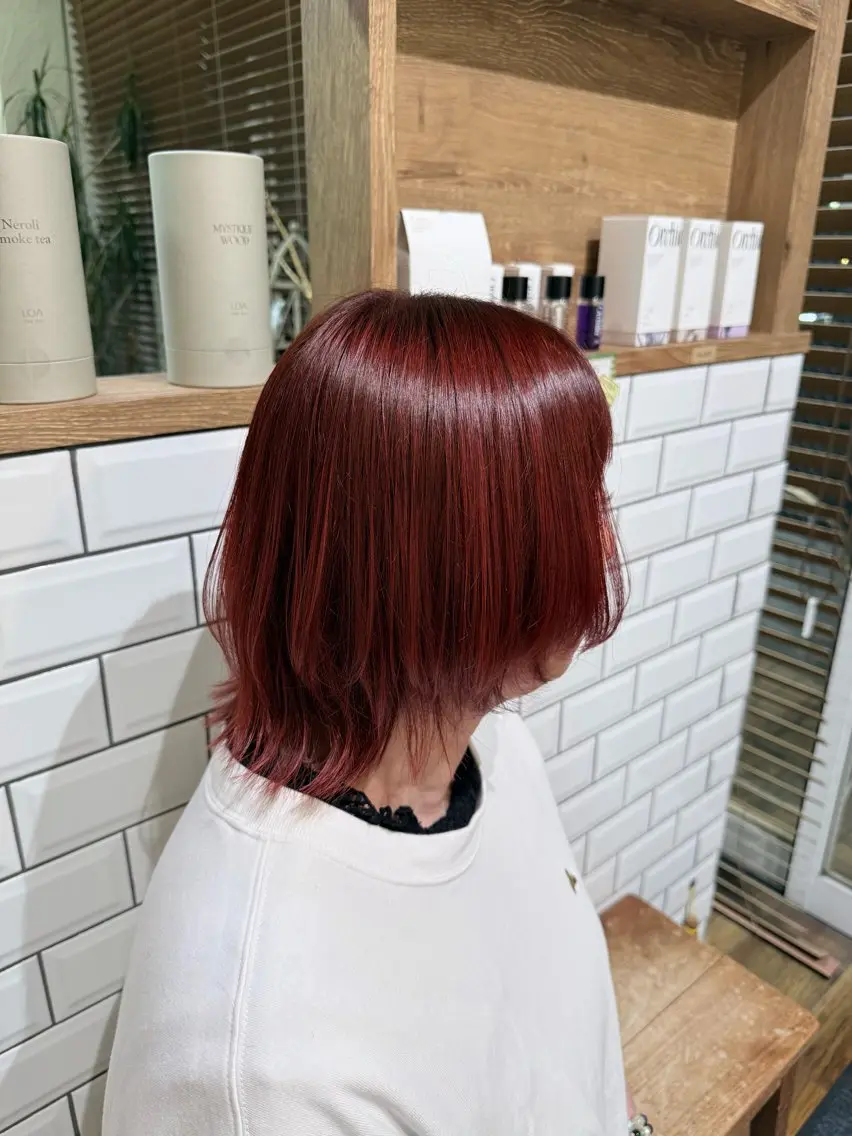 ミディアム カラー レッドカラー 🍒せいら🍒 /艶・暖色カラーのヘアスタイル