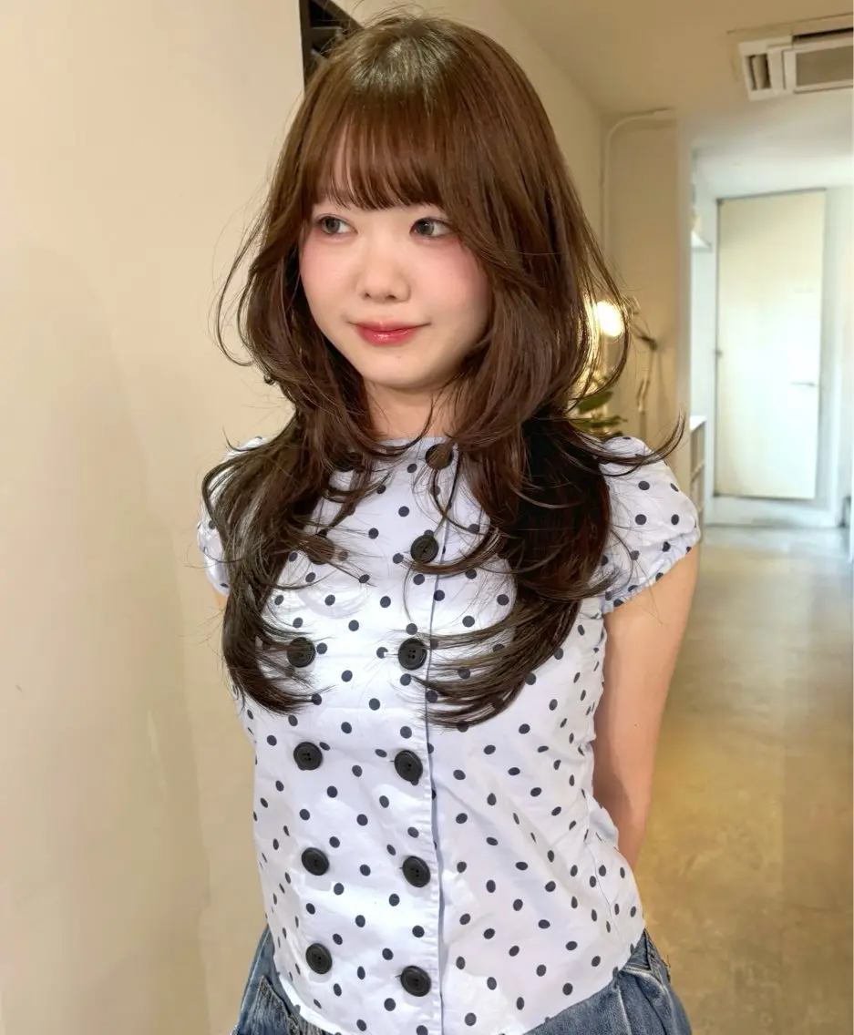ロング カラー ブリーチ 透明感カラー ブリーチなしカラー カット ヘアカラー mizuki/ピンク ベージュ.レイヤーのヘアスタイル