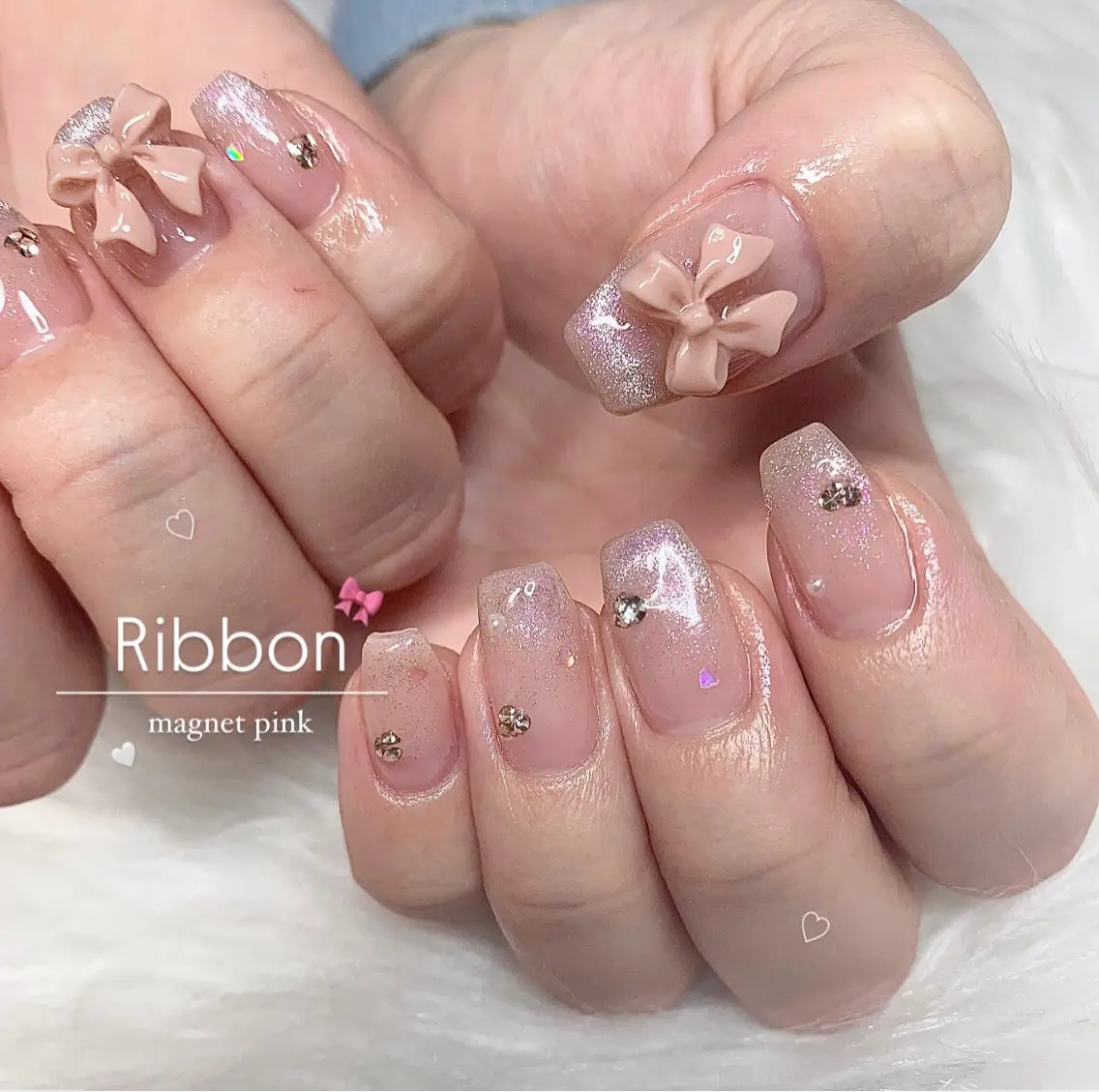 ネイル リボン La neige* yuki 🐩🌙のネイルデザイン