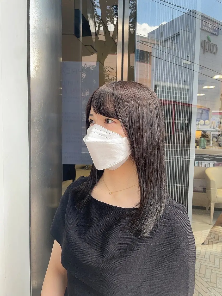 セミロング パーマ 縮毛矯正 クロスパーマ/うる艶 カラー/Kurumiのヘアスタイル