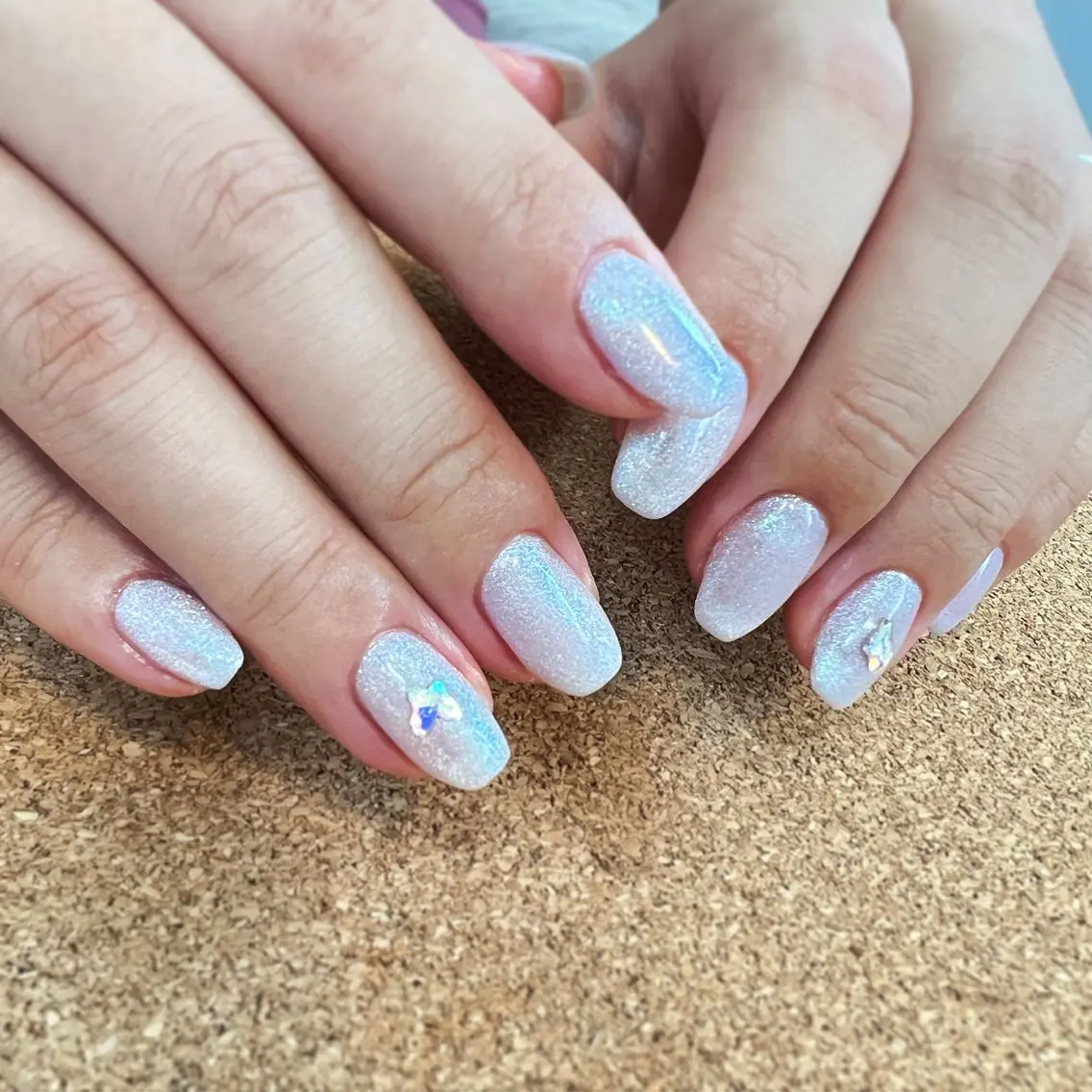 ネイル ブルー マグネットネイル スクエアネイル ストーンネイル ハンドネイル pointillé .ayaのネイルデザイン