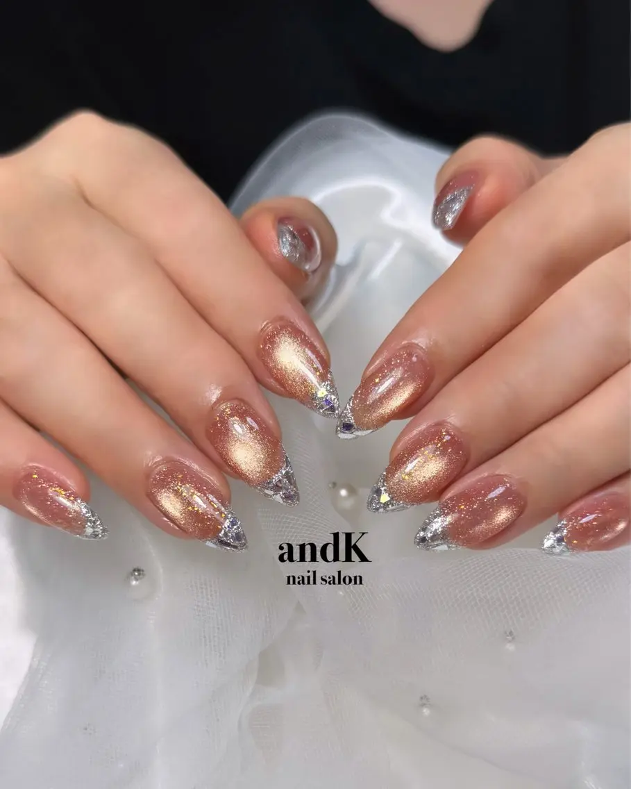 ネイル フレンチネイル ガラスフレンチ ハンドネイル andK nail salonのネイルデザイン