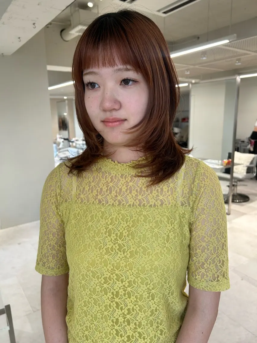 セミロング カラー レイヤーカット オン眉 カット 海外レイヤー /NAGISAのヘアスタイル