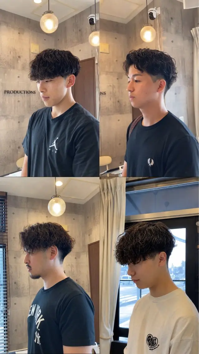 ミディアム パーマ メンズ カット パーマ ハマノ ミユのヘアスタイル