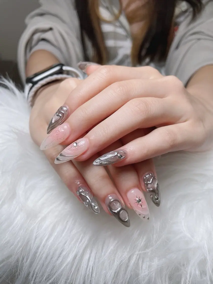 ネイル アートネイル オーロラネイル フラッシュネイル フレンチネイル ジェルネイル Sora nail 長さ出し専門店のネイルデザイン
