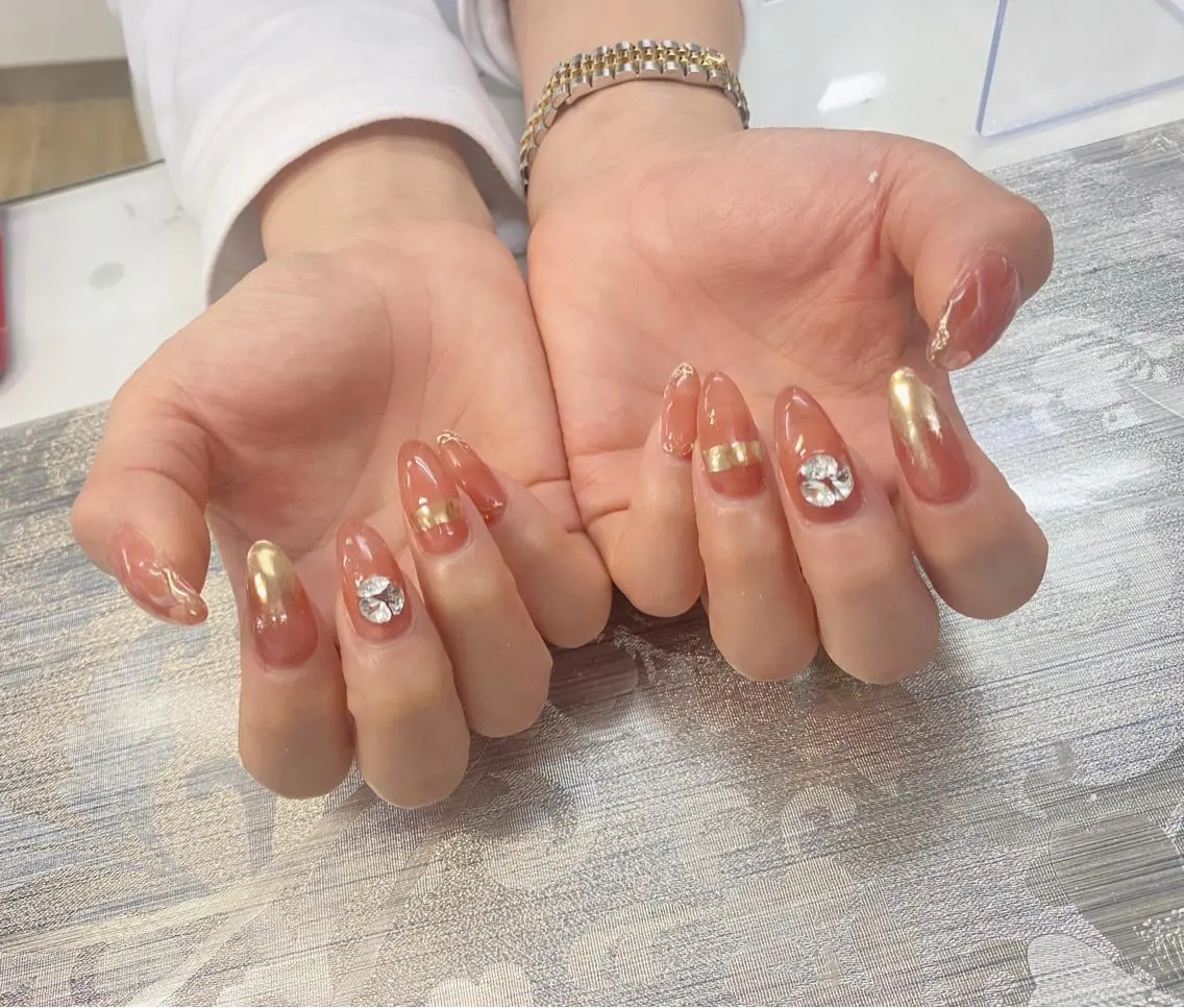 ネイル ハンドネイル I-nailロング /ワンホン/キラキラのネイルデザイン