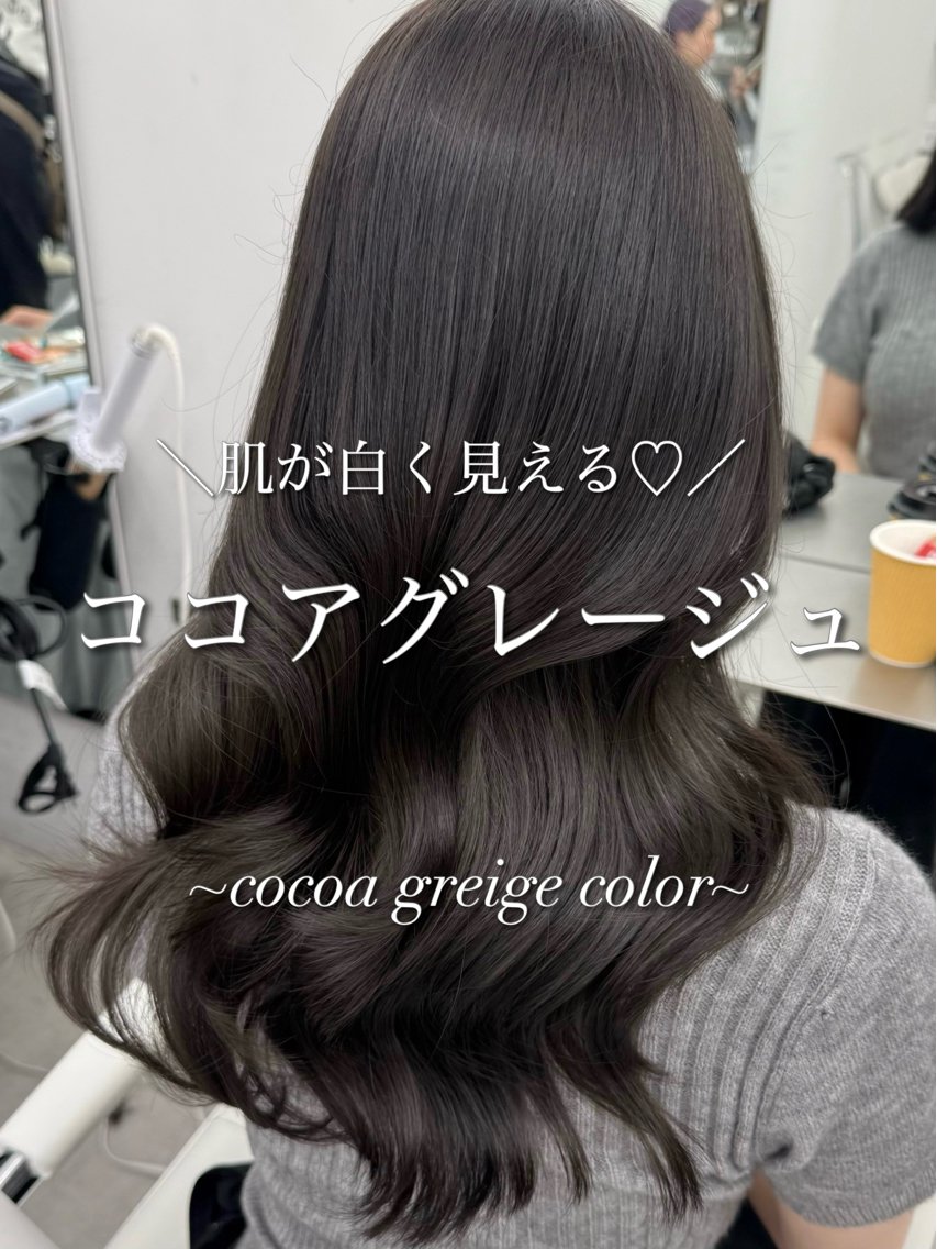 セミロング カラー 透明感カラー グレージュ カット ヘアカラー トリートメント 透明感カラー🩶 ×小顔カット難波のヘアスタイル
