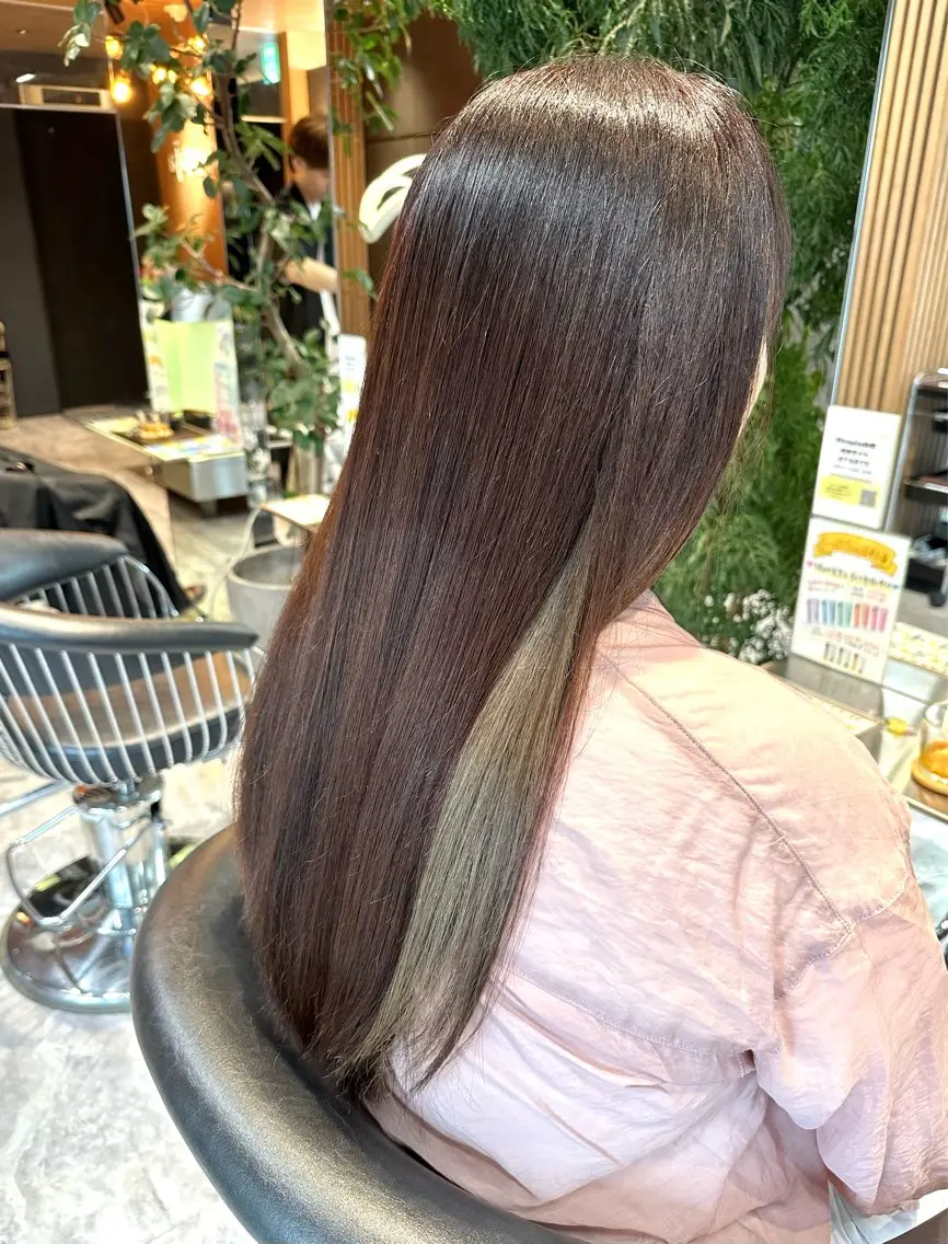 ロング 学生 酸性ストレート 縮毛矯正 トリートメント 酸性ストレート/ 透明感カラー/中村利のヘアスタイル
