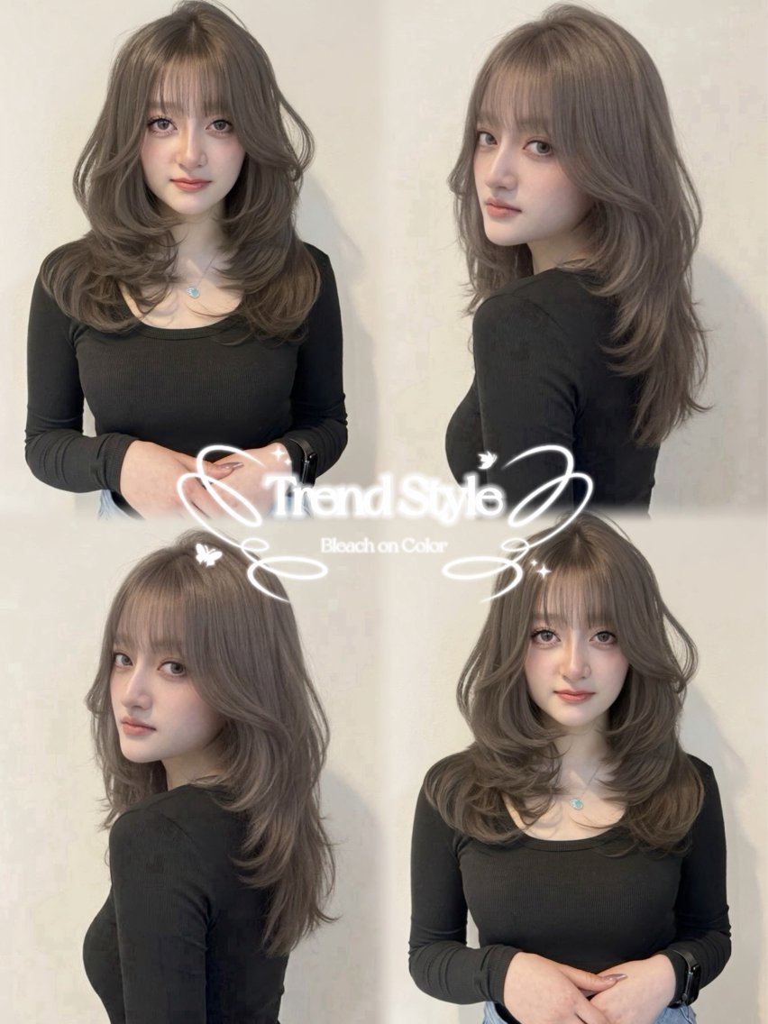 セミロング カラー ブリーチ ダブルカラー グレージュ オリーブグレージュ オリーブグレー ヘアカラー トリートメント 🍑ももか🍑透明感 カラー/赤羽🎀のヘアスタイル