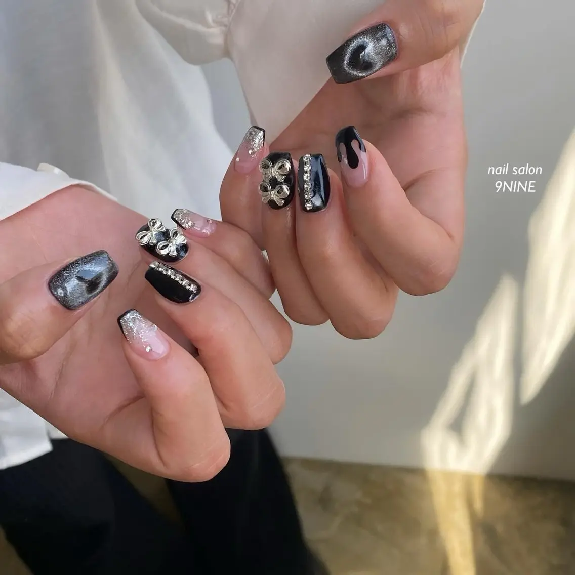 ネイル リボン ハンドネイル nail salon 9NINEのネイルデザイン