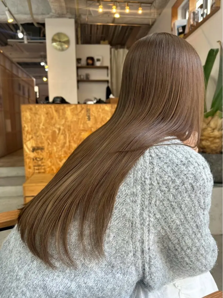 ロング カラー カット ヘアカラー トリートメント まさと/ヘーゼルベー ジュ/レイヤーカットのヘアスタイル