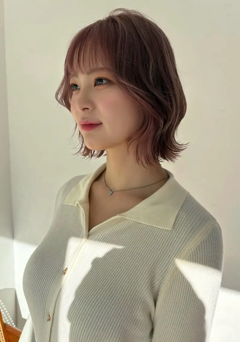 ミディアム カラー カット ヘアカラー トリートメント 大人韓国レイヤー🫧 暖色カラー/はるのヘアスタイル