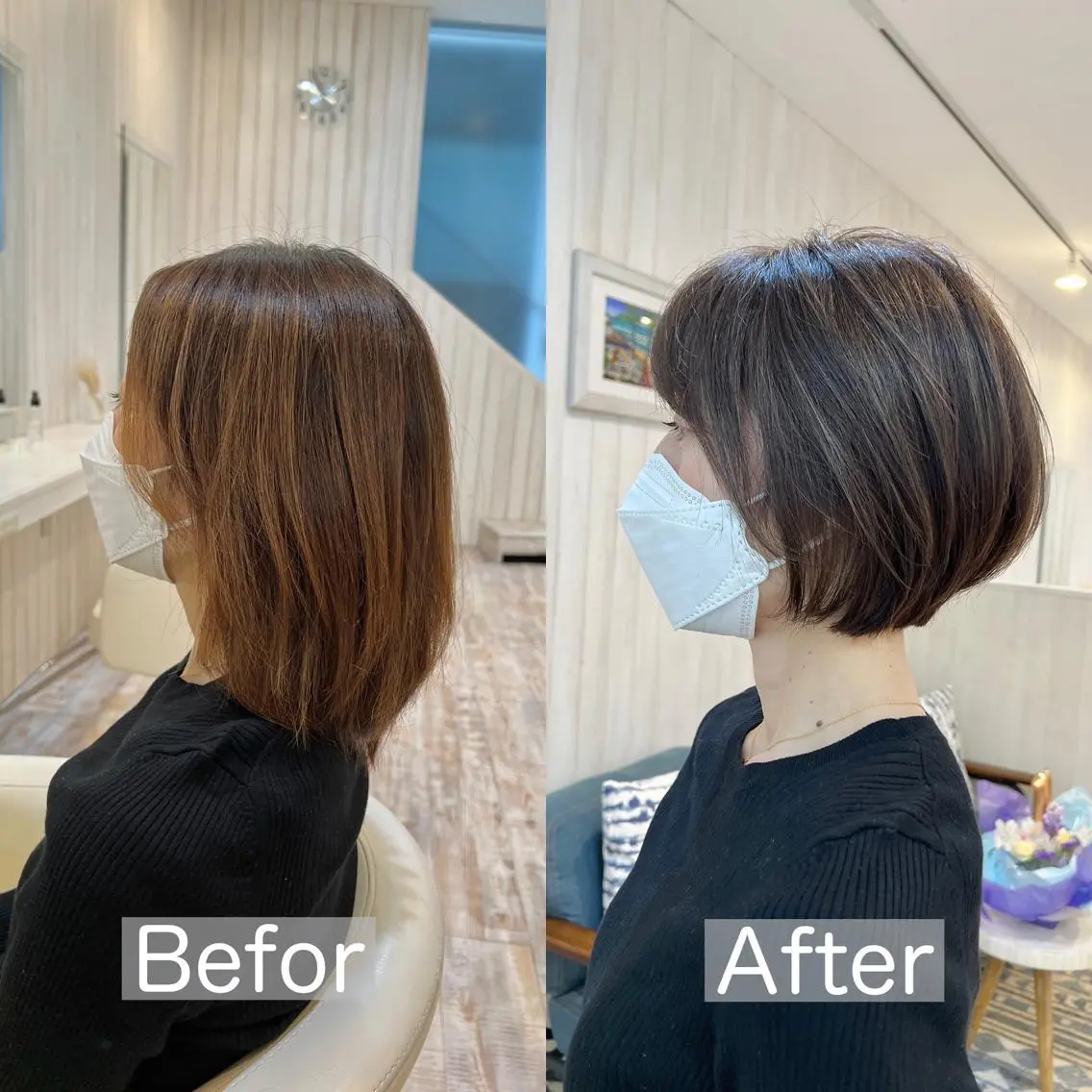ショート カット ヘアカラー 佐藤史哉* 韓国レイヤー赤み除去のヘアスタイル