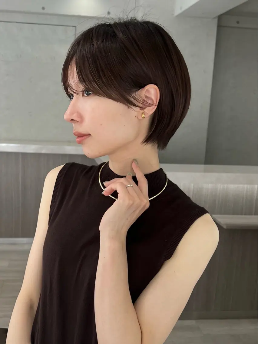 ショート カラー 髪の年齢悩み解消/ 白髪と癖毛 松本雄光のヘアスタイル