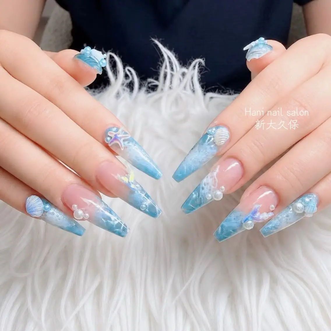 ネイル フットネイル フレンチネイル グラデーション 韓国ネイル ロングネイル ハンドネイル Hani Nail Salonのネイルデザイン