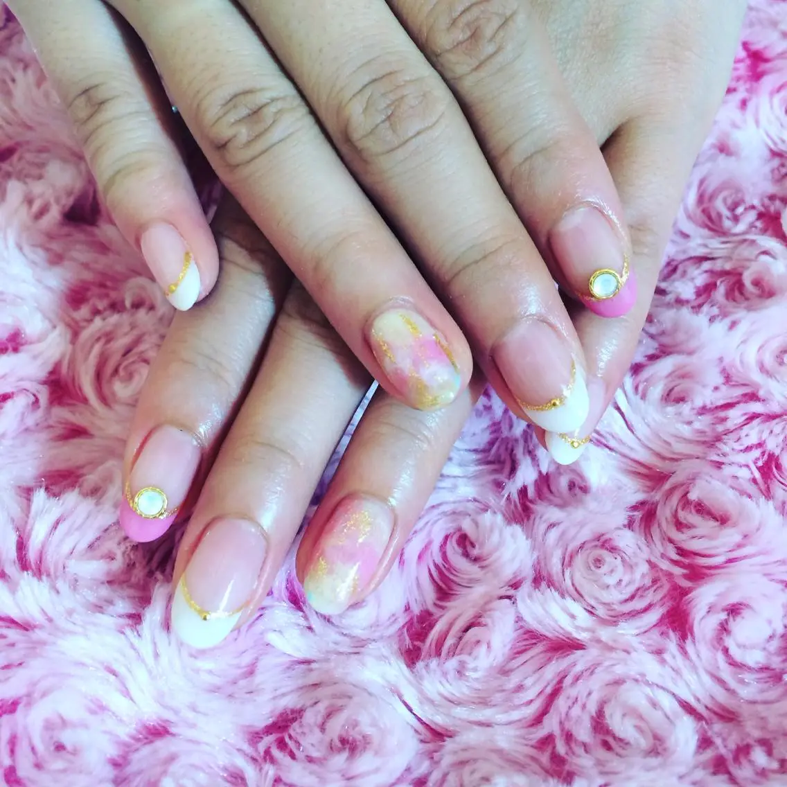 ネイル フレンチネイル 大理石ネイル(マーブル) chii nailのネイルデザイン