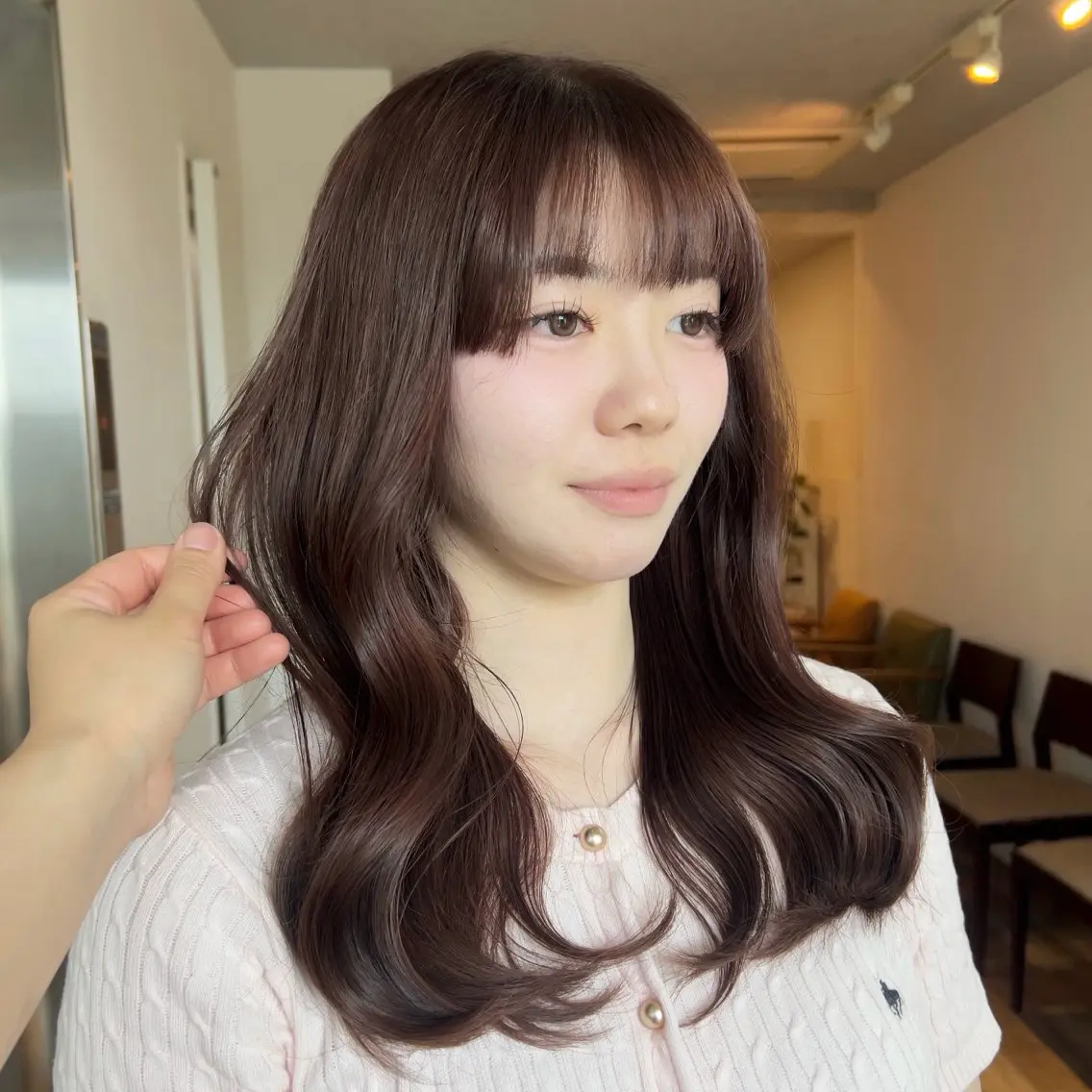 セミロング カラー ヘアカラー トリートメント ヘッドスパ 透明感カラー/ 艶髪🤍mikuのヘアスタイル