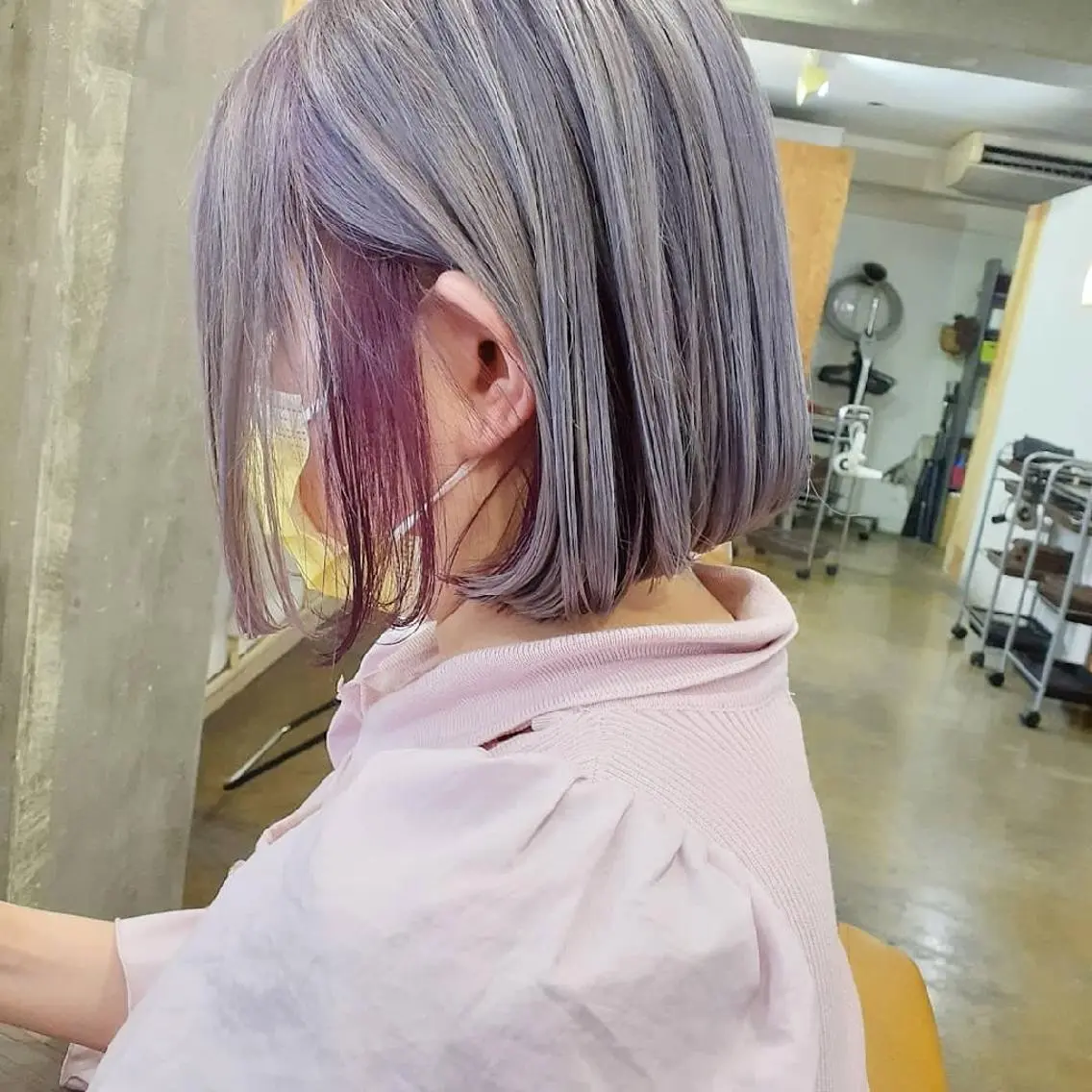 ショート パープルカラー ボブ 髪質改善 カット ヘアカラー トリートメント 🔳髪質改善🔳 岡本陽のヘアスタイル