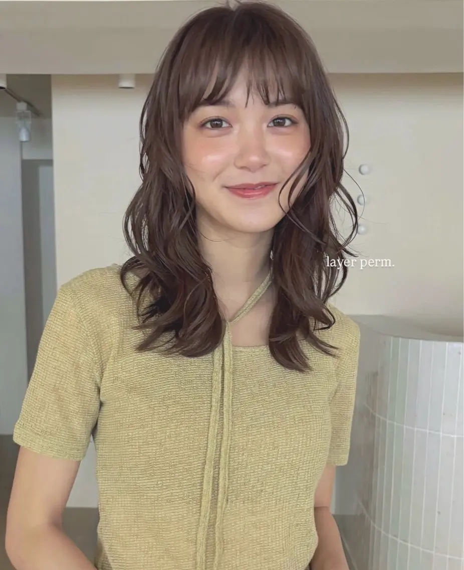 ミディアム ミディアムパーマ レイヤーカット パーマ 銀座骨格診断ショート メンズカット/amiのヘアスタイル