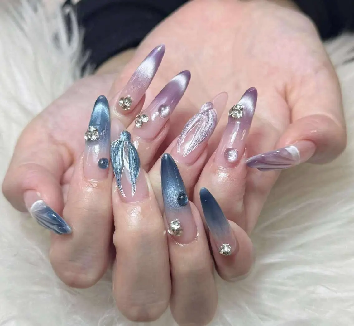 ネイル チークネイル 長さ出し フットネイル マグネットネイル 持ち込み ハンドネイル ANH NAIL ゴテゴテ専門店💎のネイルデザイン